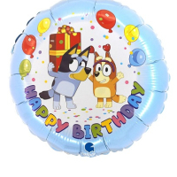 Блуи и Бинго Bluey and Bingo Чили и Бандит кръгъл Happy Birthday фолио фолиев балон хелий въздух, снимка 1 - Други - 45009015