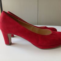 Дамски червени обувки от велур с нисък ток Gabor номер 38, снимка 8 - Дамски обувки на ток - 45261798