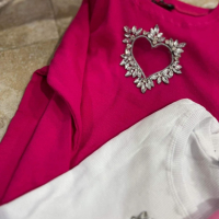 Дамска блуза рипс сърце кристали , снимка 5 - Блузи с дълъг ръкав и пуловери - 44979859