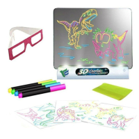 Магическа, светеща 3D дъска за рисуване с цветни маркери, снимка 3 - Рисуване и оцветяване - 44959936