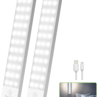 OUILA 2 бр. безжична USB акумулаторна лампа за гардероб с магнитна лента, 1000mAh сензор за движение, снимка 1 - Други - 44973742