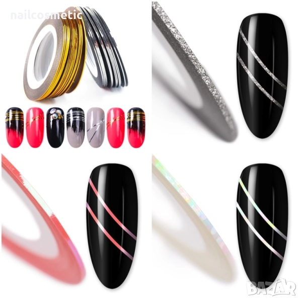 Цветни ленти в различни цветове за декорация на маникюр, снимка 1