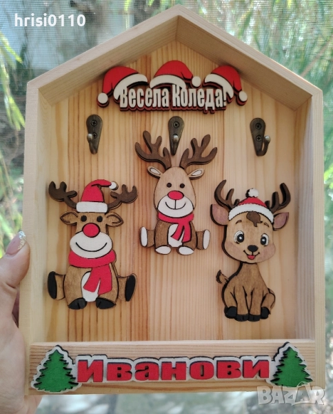 Ръчно изработена къщичка за ключове със смеменящи се фигурки и надписи 🤗 , снимка 1