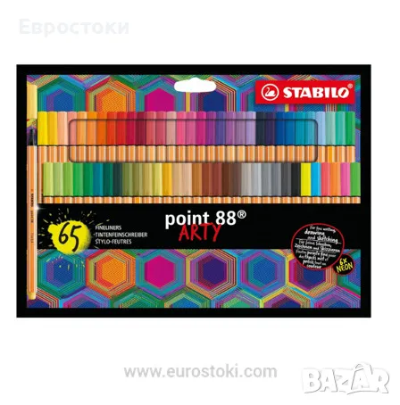 Комплект тънкописци STABILO Fineliner Point 88 ARTY, 65 цвята, картонена кутия. Тънкописец Stabilo , снимка 1