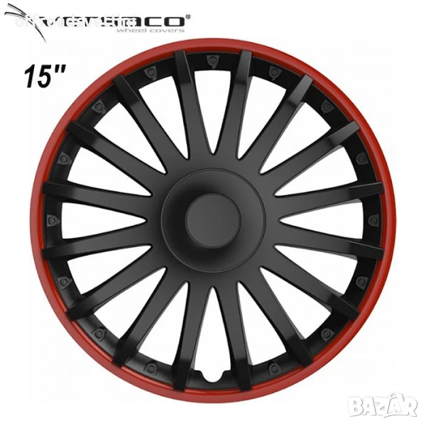 Versaco Slovakia Тасове за джанти 15'' Versaco Crystal RED Black Черни, снимка 1