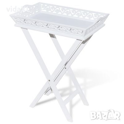 vidaXL Странична маса с табла, бяла, снимка 1