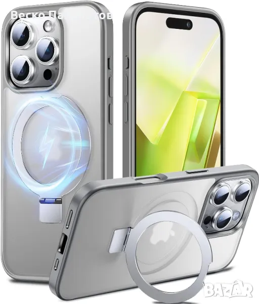 iPhone 16 Pro-Калъф- 3-в-1 [магнитен+стойка+държач за пръстен] , снимка 1