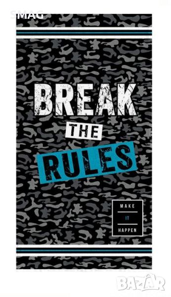 Плажна кърпа Памук Сиво Черна Вариация Break the Rules 140x70см, снимка 1