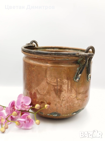 Голямо холандско медно , ковано котле, снимка 1