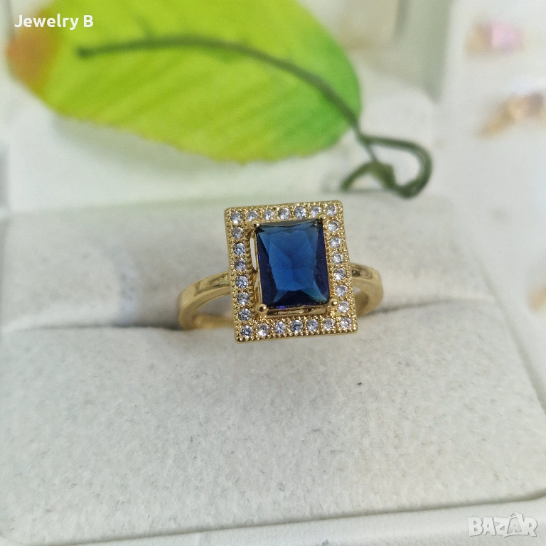 Дамски пръстен със син камък, снимка 1