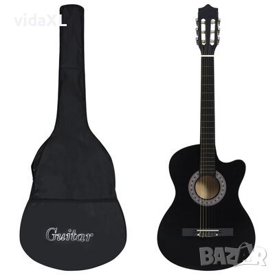 vidaXL Комплект уестърн класическа китара 12 части 6 струни черна 38"（SKU:70133, снимка 1