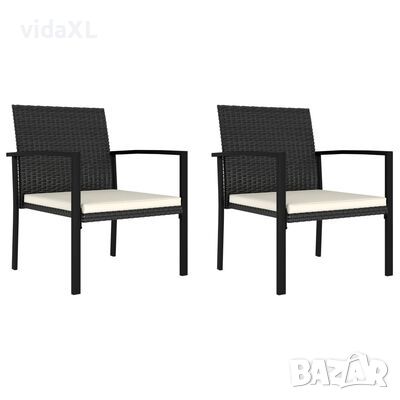 vidaXL Градински трапезни столове, 2 бр, полиратан, черни（SKU:46179, снимка 1