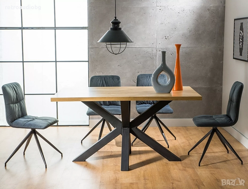  Трапезна маса Крос В дъб 180х90, снимка 1