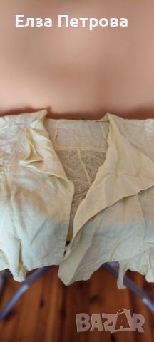 Дамско бледожълто ленено сако, италианска мода, снимка 4 - Сака - 46409431