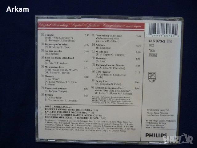 Jose Carreras. CD , снимка 10 - CD дискове - 46982365