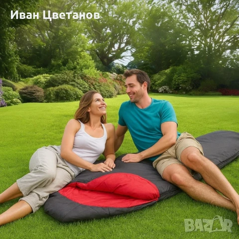 Лек летен спален чувал Living & Garden в син и червен цвят