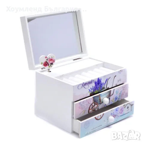 Музикална дървена кутийка за бижута с чекмеджета и огледало, снимка 2 - Декорация за дома - 50272277