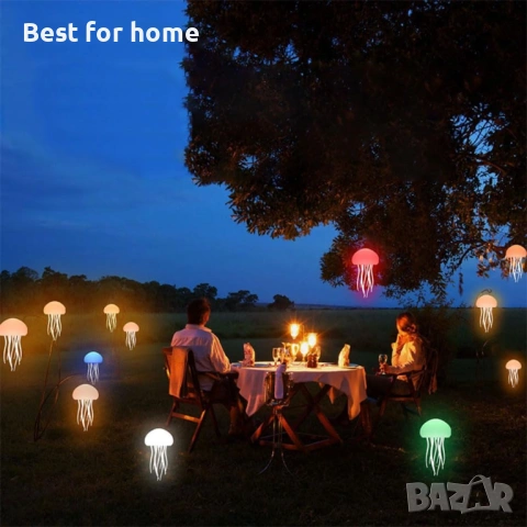 Лампа с медузи, LED светлина за настроение с медузи с 2 режима, гласово управление, снимка 4 - Лед осветление - 54189878