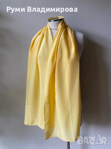 Жълт шал от 100 % коприна, снимка 2 - Шалове - 54035154