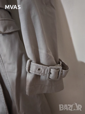 Нов дамски есенен шлифер тренчкот сиво бежов XS размер, снимка 5 - Шлифери - 51857659