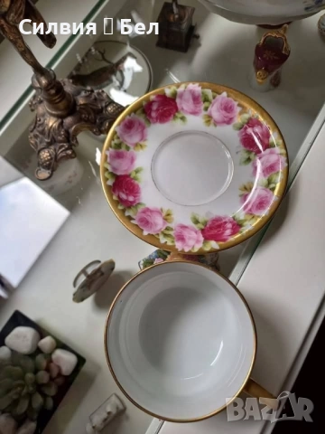 Старинен сет чаша с чиния, снимка 8 - Антикварни и старинни предмети - 52068817