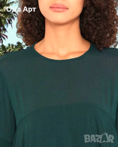 Zara, нова, изумрудена блуза, снимка 7 - Блузи с дълъг ръкав и пуловери - 51801424