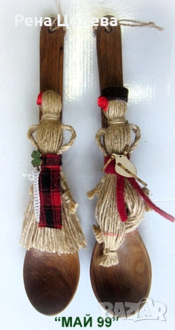 Дървена лъжица с кукла от канап, снимка 4 - Ръчно изработени сувенири - 53673511