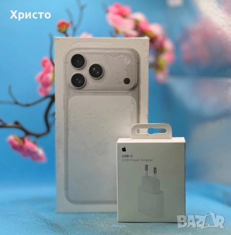 НОВ!!! Apple iPhone 17 Pro Max, 1TB, 5G, Silver + подарък оригинален адаптер Apple