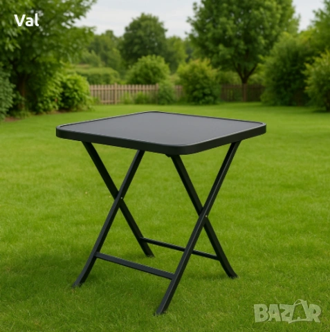 Сгъваема маса Muhler, със стъклен плот, снимка 5 - Маси - 53643218