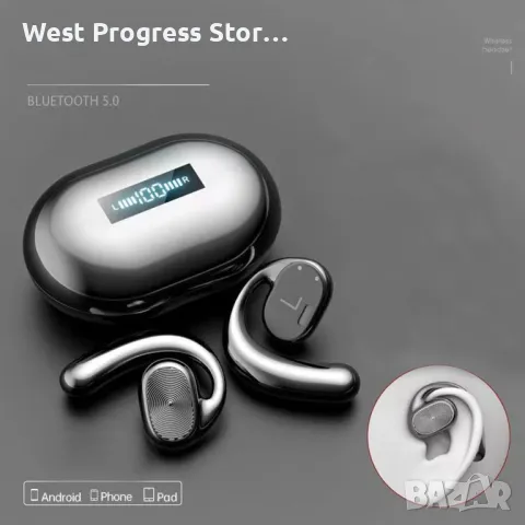 Bluetooth слушалки TRUE WIRELESS с отворено ухо, които не са в ухото, снимка 2 - Безжични слушалки - 46822737