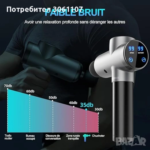 Преносим пистолет за мускулен масаж BURNNOVE 8 глави, 2550mAh LED, снимка 3 - Други - 53594506