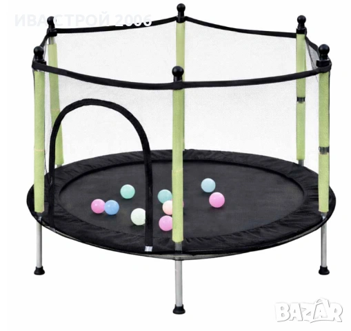 Батут за деца 140 см | Градински батут с мрежа и топки | PraktiHome, снимка 5 - Други - 54237243