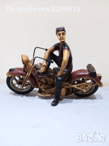 Дървена фигура моторист Harley Davidson, снимка 2 - Колекции - 45890770