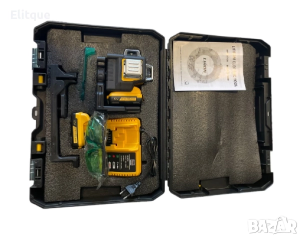 Лазерен 3D -  360 градуса нивелир с 2 батерии 12V 3 AH, 3 лъча, снимка 9 - Други стоки за дома - 52853726