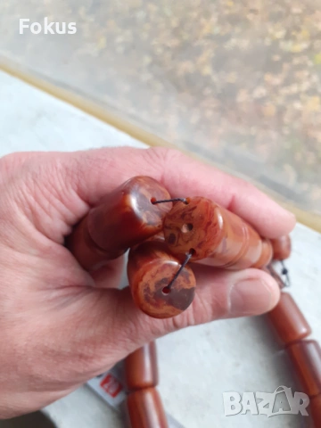 Огромна броеница от каталин 33 зърна + поп с дамари, снимка 5 - Антикварни и старинни предмети - 53410007