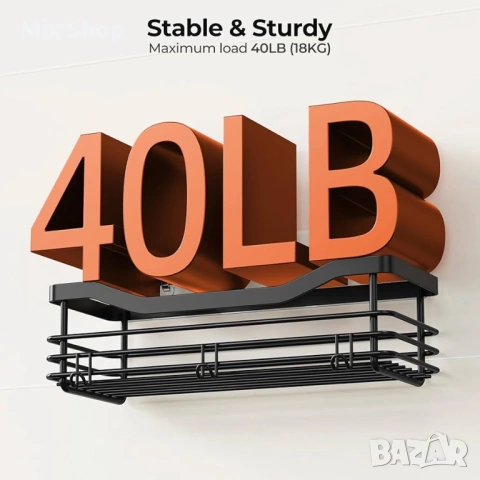 Нов Душ рафт от неръждаема стомана, без пробиване, самозалепващ се, за баня, шампоан, балсам, снимка 6 - Други стоки за дома - 54204638