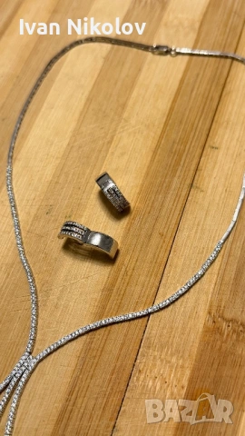Дамско сребърно колие с обеци НОВО!, снимка 3 - Колиета, медальони, синджири - 53699527
