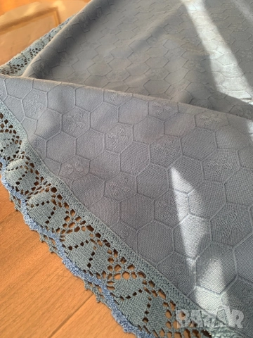 Покривка за кръгла маса* Дантела* Памук* Красиво синьо