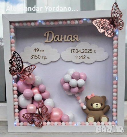 3Д бебешка визитка.Луксозен подарък за изписване ,погача, кръщене., снимка 3 - Мебели за детската стая - 53658113