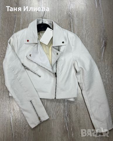Бяло кожено яке , снимка 1 - Якета - 45074318