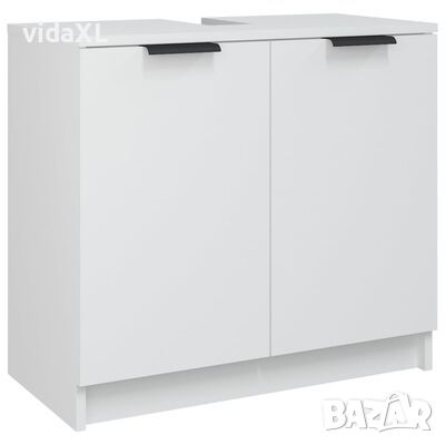 vidaXL Шкаф за баня, бял, 64,5x33,5x59 см, инженерно дърво（SKU:811304