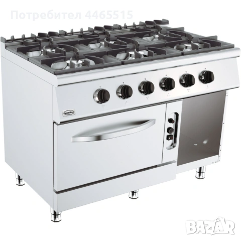 Професионална газова печка с 6 горелки и фурна, 700 серия