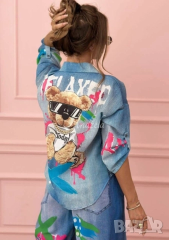 дамски деним комплект риза и дънки , снимка 3 - Комплекти - 51606772