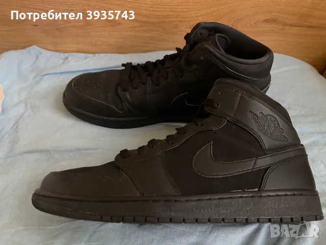 Nike air jordan 1 mid black - 47 номер, снимка 4 - Спортни обувки - 48035063