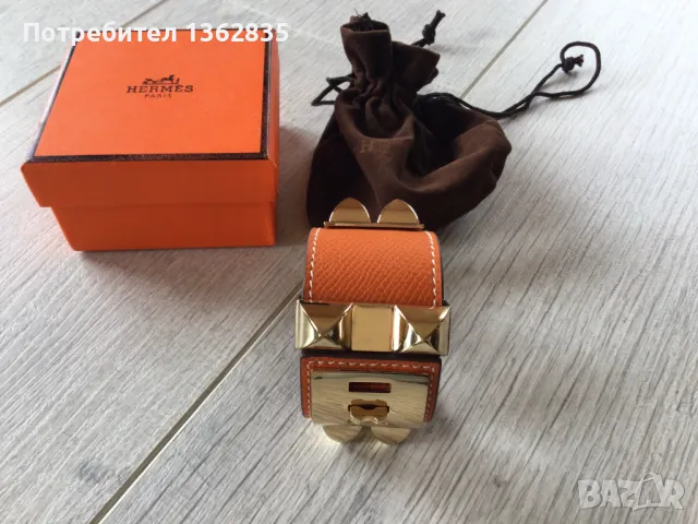 НОВА оранжева гривна от естествена кожа HERMES Paris Collier de Chien, снимка 5 - Гривни - 47129137