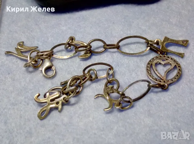 СКЪПОЦЕННА ВИНТИДЖ АРТ СРЕБЪРНА ГРИВНА с БУКВИЧКИ СРЕБРО 925 с БЯЛА ПОЗЛАТА и ИСКРЯЩИ ЦИРКОНИ 48561, снимка 7 - Гривни - 50136371