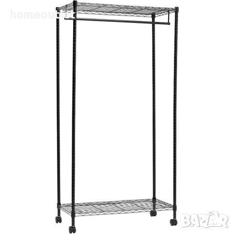 ПРОМОЦИЯ Метална закачалка за дрехи с колелца в черно SONGMICS LGR90P, снимка 3 - Закачалки - 51656254