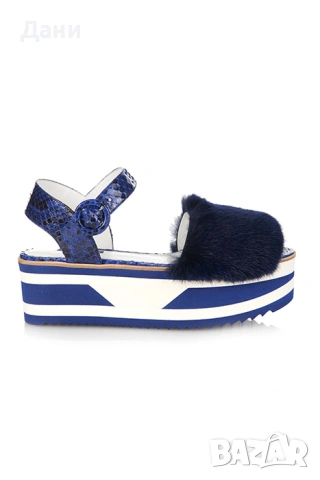 Сини екзотични кожени сандали DOLCE&GABBANA