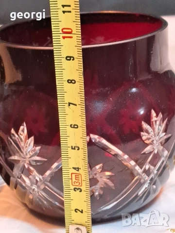 кристална захарница Bohemia рубинен кристал 29/3, снимка 6 - Аксесоари за кухня - 52294081