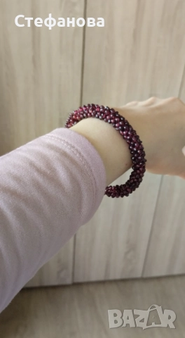 Колие и гривна от естествен гранат, снимка 4 - Колиета, медальони, синджири - 52605438